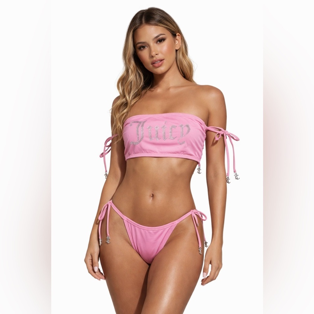 Juicy Couture Bandeau Tankini With Bikini Pink Women’s XS NWT